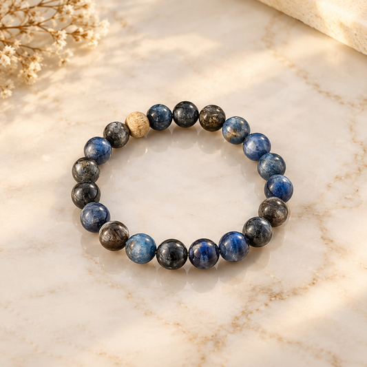 Kyanite Stone Bracelet with Tulsi Manka 💙🌿